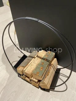 Cosy & Trendy Rond rek voor houtblokken zwart metaal houtmand
