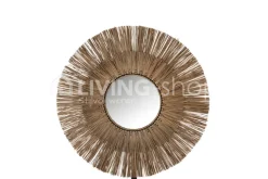 J-LINE Ronde spiegel gras Mendi raffia