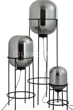 J-LINE Sacha staande lamp op voet zwart metaal Medium