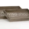 J-LINE Set 2 dienbladen landelijke stijl,