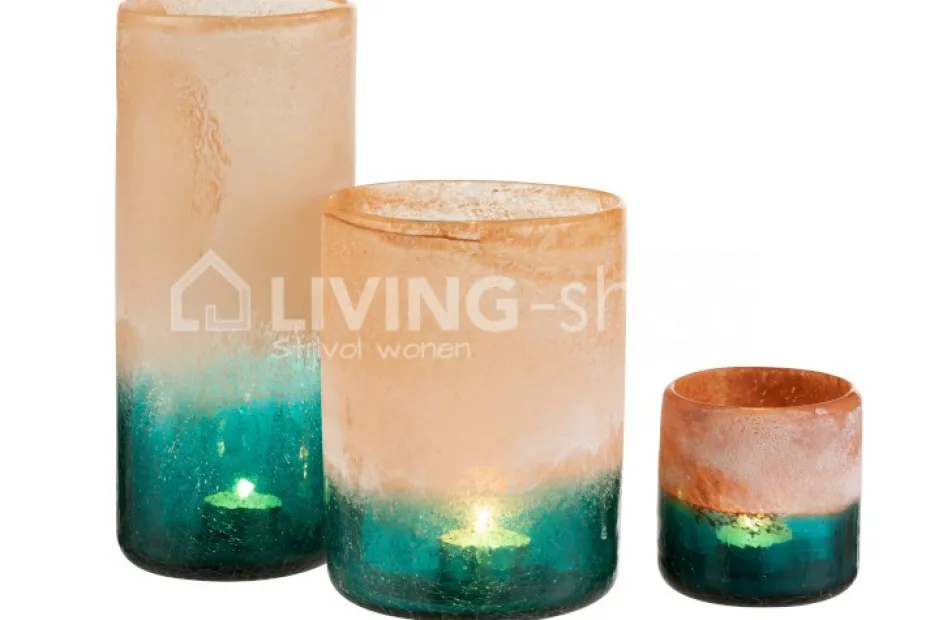 J-LINE Set 2 vazen Malou windlichten decoratie