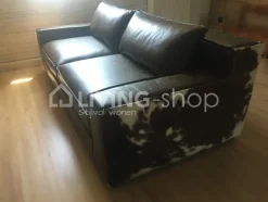 Rogiers Sofa Capri Italiaans lederen zetel, 3 zitbank met koevel