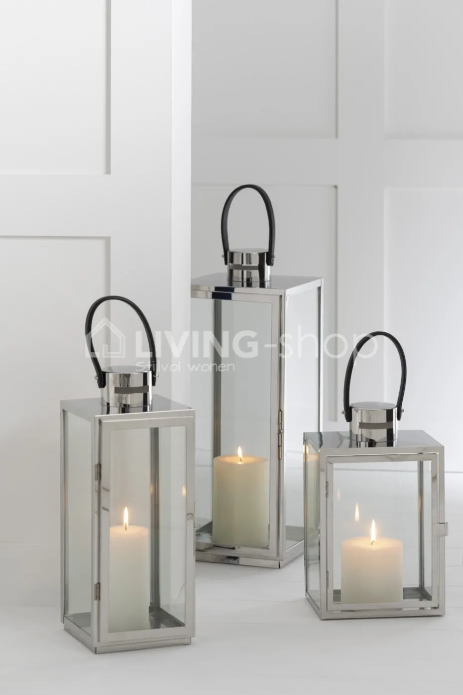 J-LINE Stainless steel lantaarn Evi landelijke stijl