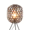 J-LINE Tafellamp Tripod Rond Bamboe/Metaal Zwart