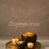 Cosy & Trendy THEELICHTHOUDER ZWART METAAL GOUD dia10