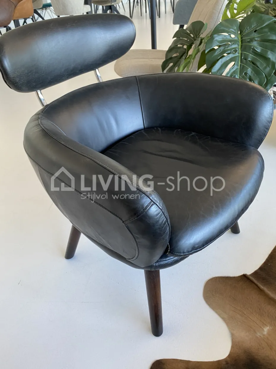 Vintage Lederen Clubzetel Landelijke Stijl Zwart