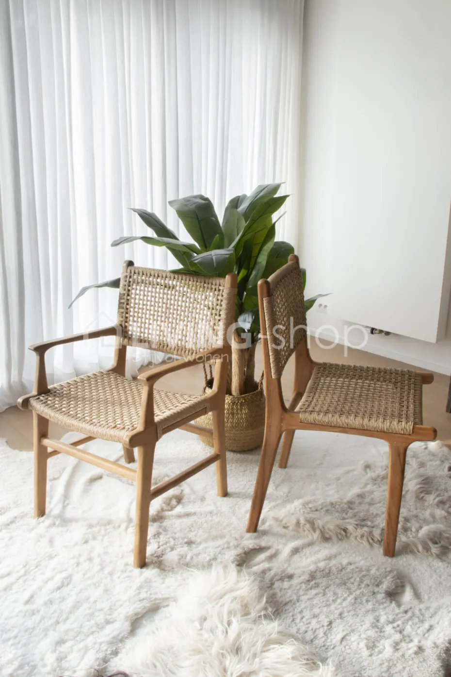 Viro Rotan Teak Stoel Scandinavische stijl Naturel