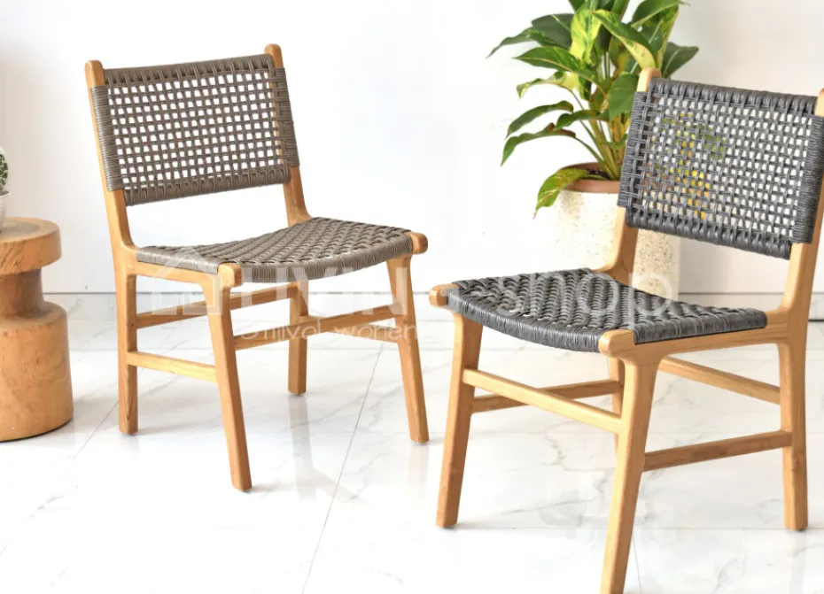 Viro Rotan Teak Stoel Scandinavische stijl Naturel