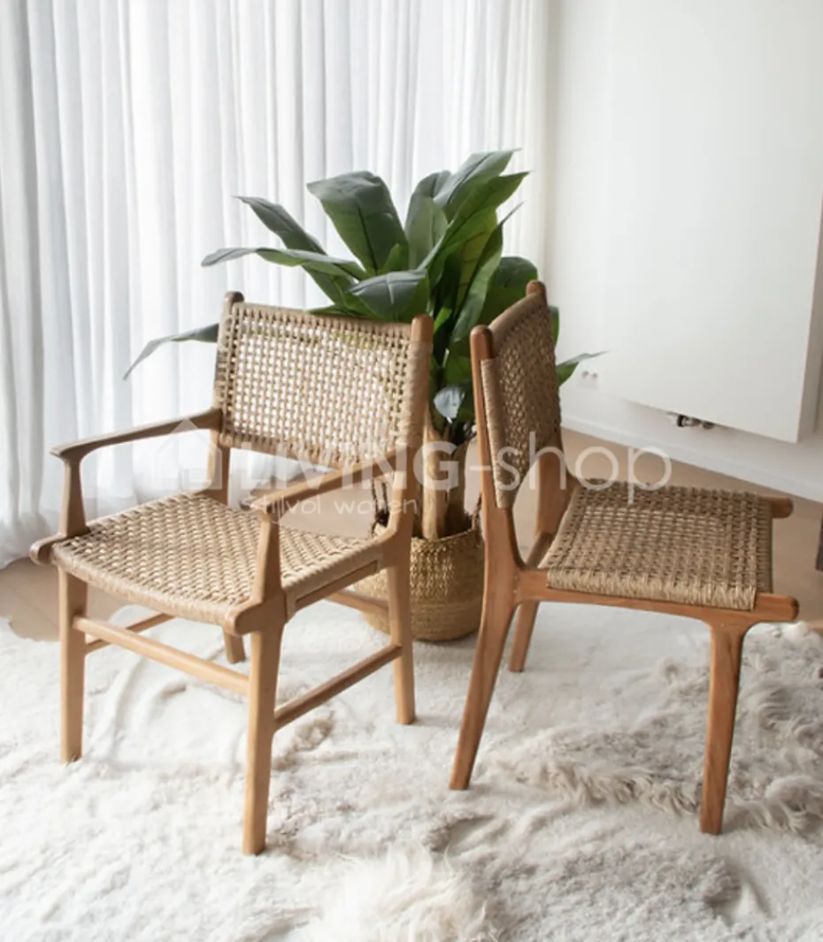 Viro Rotan Teak Stoel Scandinavische stijl Naturel