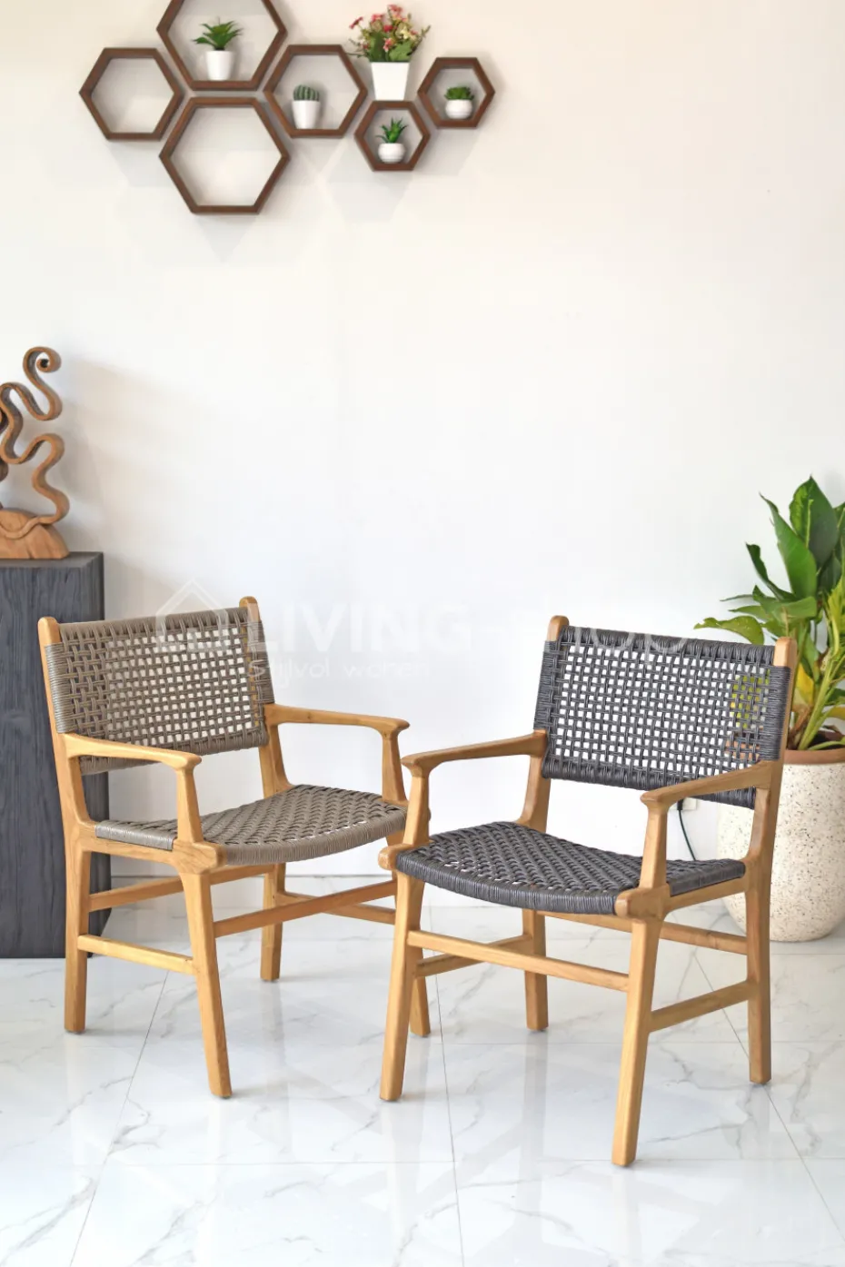 Viro Rotan Teak Stoel Scandinavische stijl Naturel