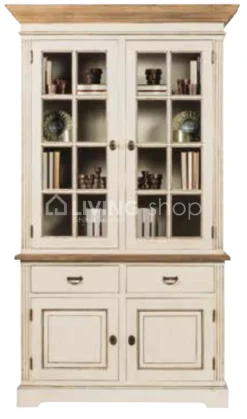TIMELESS LIVING Vitrinekast crème met naturel top