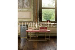 Cosy & Trendy Voetenbank roze fluweel en goud metaal