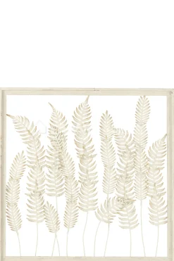 J-LINE Wanddecoratie kader planten bladeren metaal