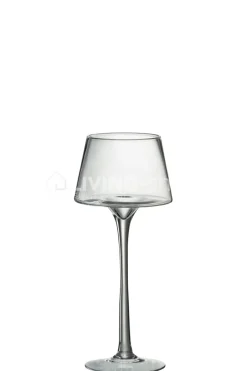 J-LINE Windlicht op voet glas transparant