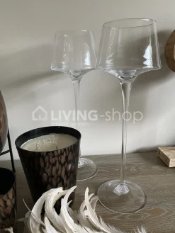 J-LINE Windlicht op voet glas transparant