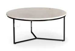 Castle-Line Witte marmer salontafel Primo met zwart metaal tafelpoot
