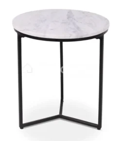 Castle-Line Witte marmer salontafel Primo met zwart metaal tafelpoot