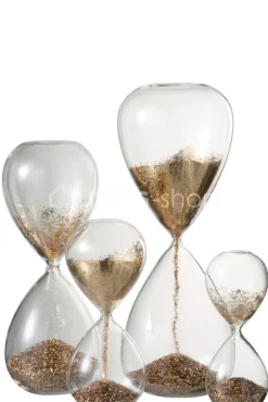J-LINE XL Zandloper glas parels goud